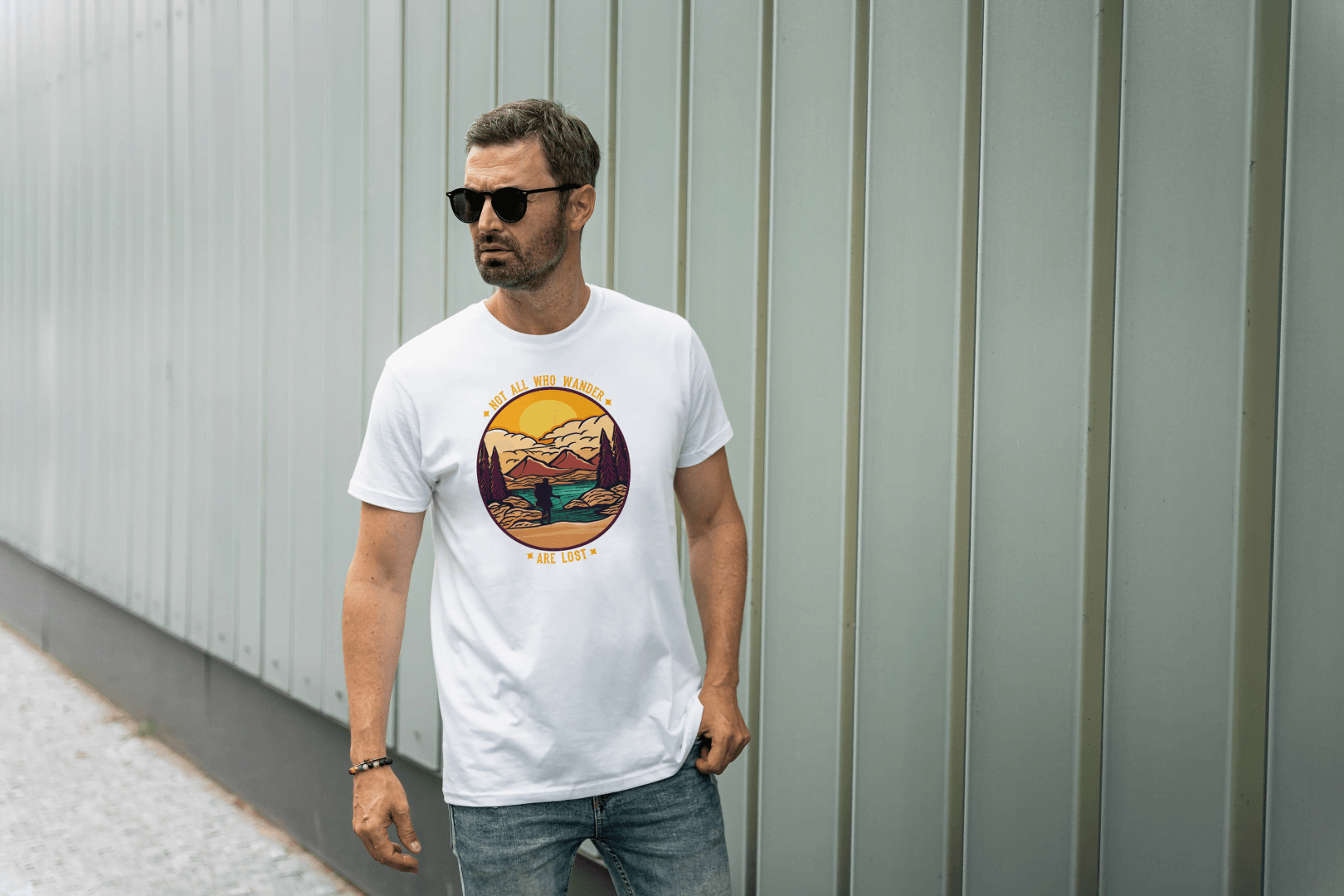 Not All Who Wander Are Lost: Mountain Landscape Tee - Essentia Attire