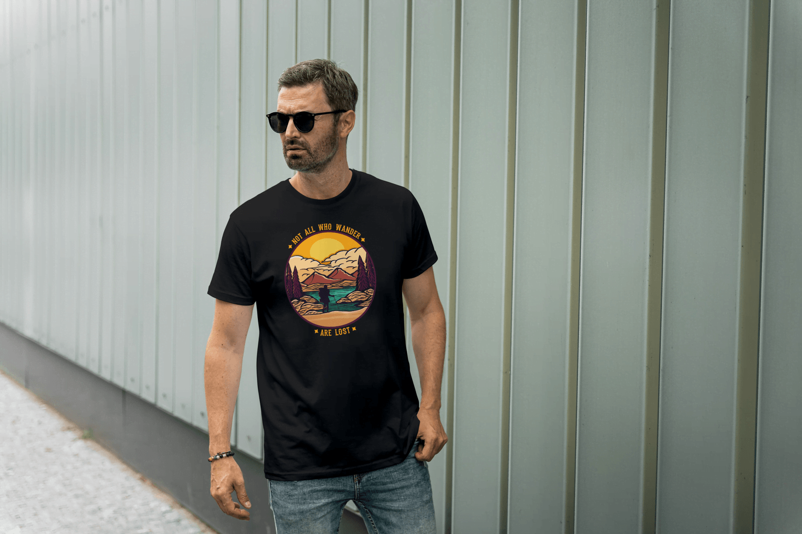 Not All Who Wander Are Lost: Mountain Landscape Tee - Essentia Attire