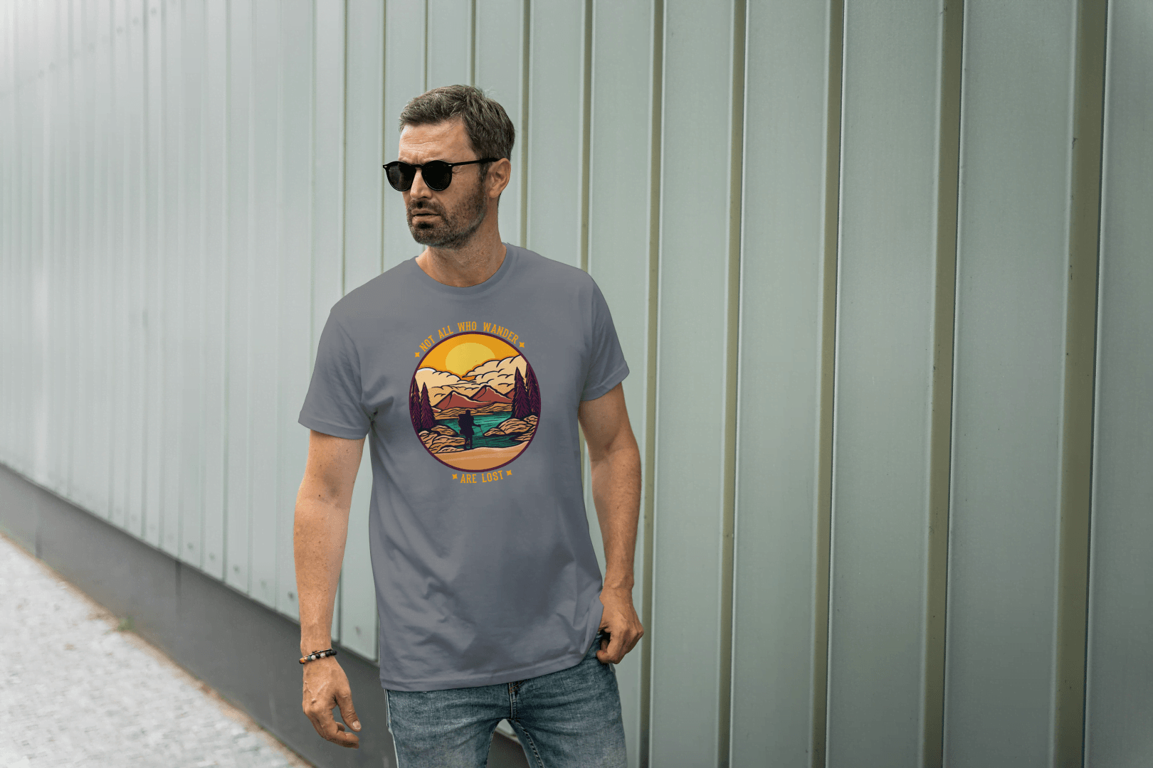 Not All Who Wander Are Lost: Mountain Landscape Tee - Essentia Attire