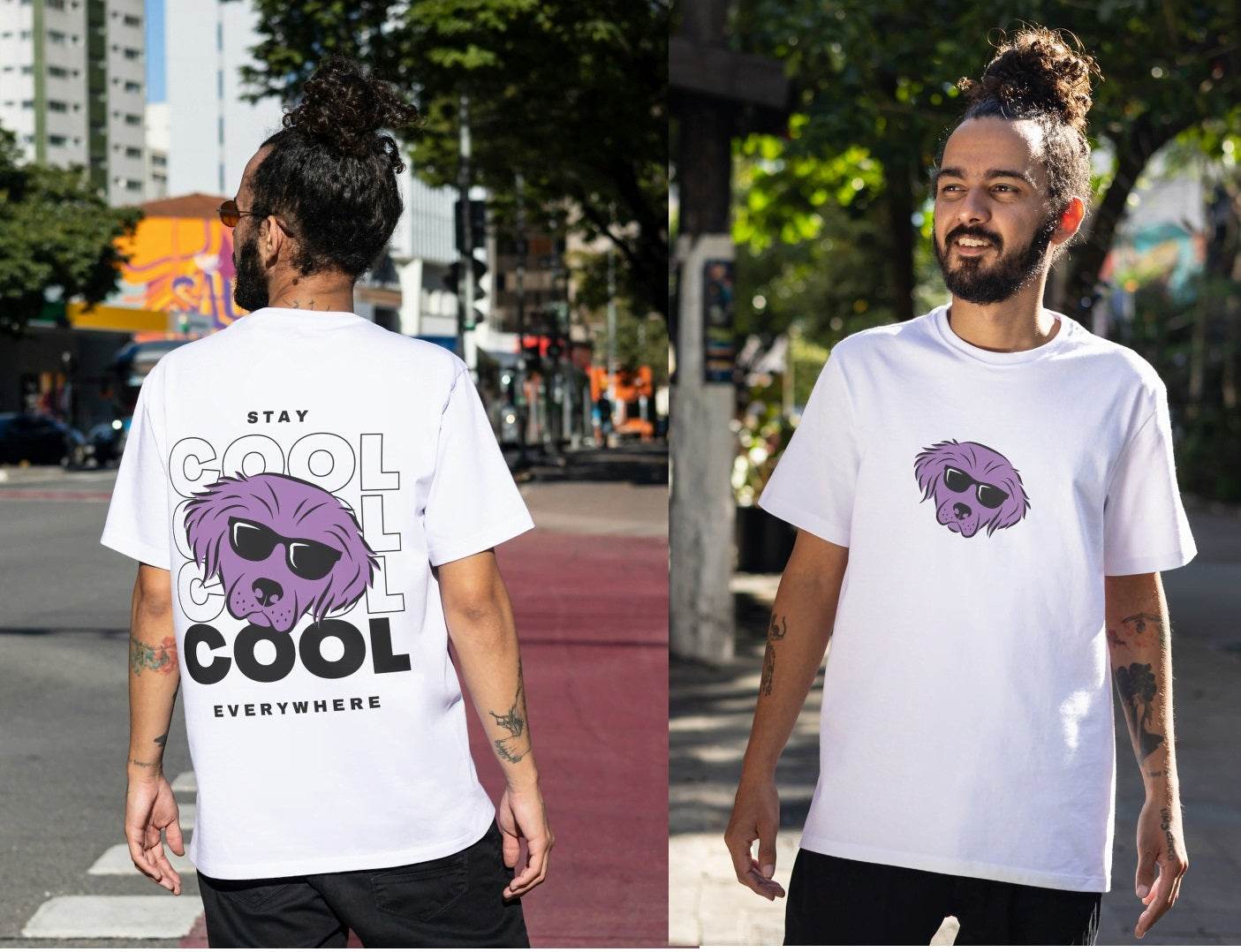 Purple Pup with Shades: Everywhere Chill Pet Lover - Essentia Attire
