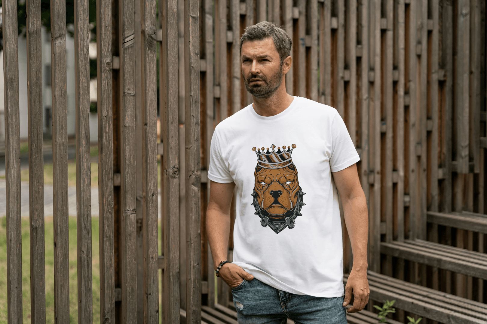 Pitbull King Graphic: Crowned Dog Lover Tee - Essentia Attire