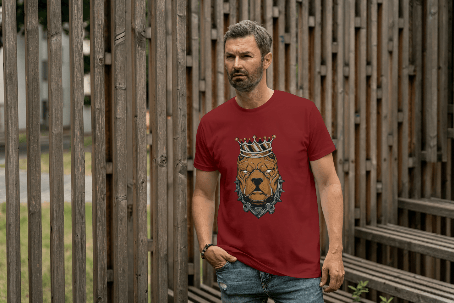 Pitbull King Graphic: Crowned Dog Lover Tee - Essentia Attire