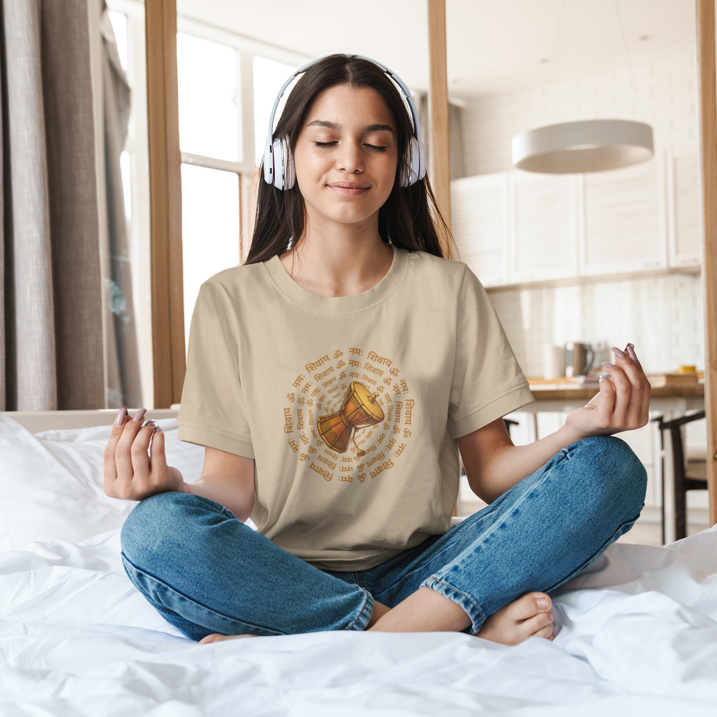 Sacred Damru Music Instrument Regular Tee | Hindu Devotional Wear & Religious Gift