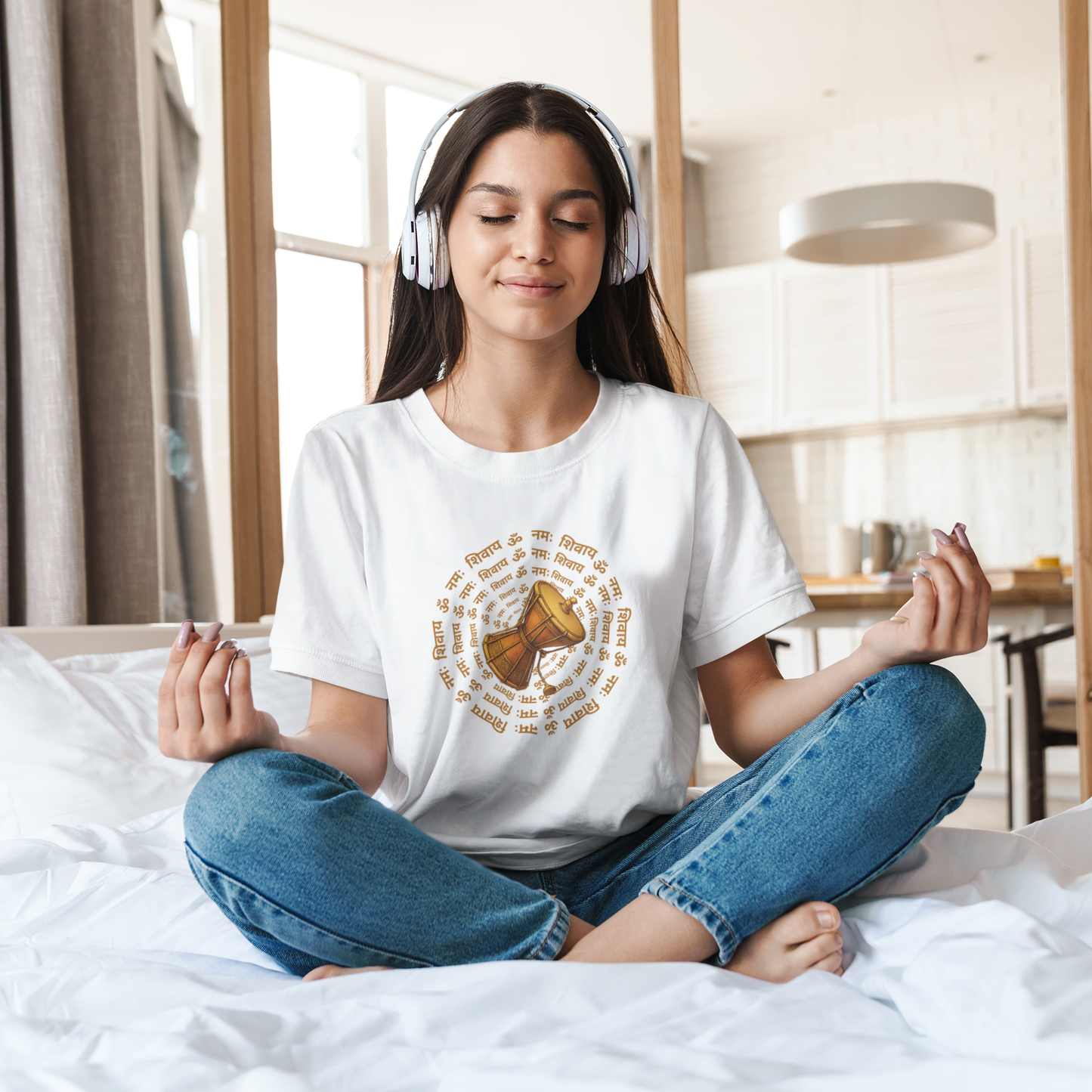 Sacred Damru Music Instrument Regular Tee | Hindu Devotional Wear & Religious Gift