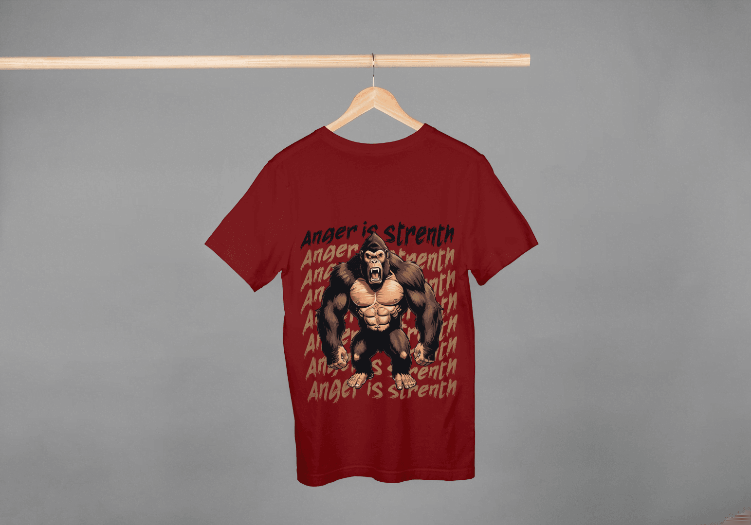 Anger is Strength Gorilla: Powerful Ape Fitness Tee - Essentia Attire