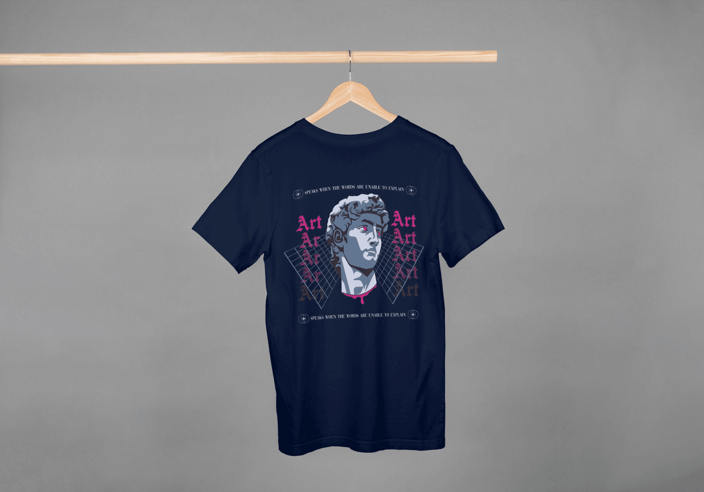 Art Speaks Graphic Tee: Classical Bust Cyberpunk - Essentia Attire