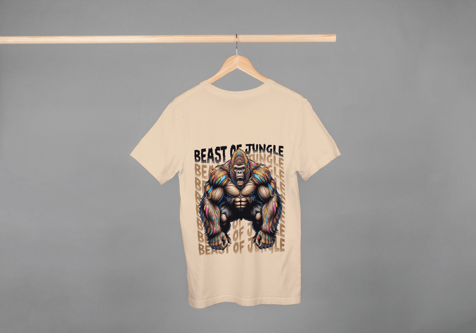 Beast of Jungle Rainbow: Gorilla Strength Graphic Tee - Essentia Attire
