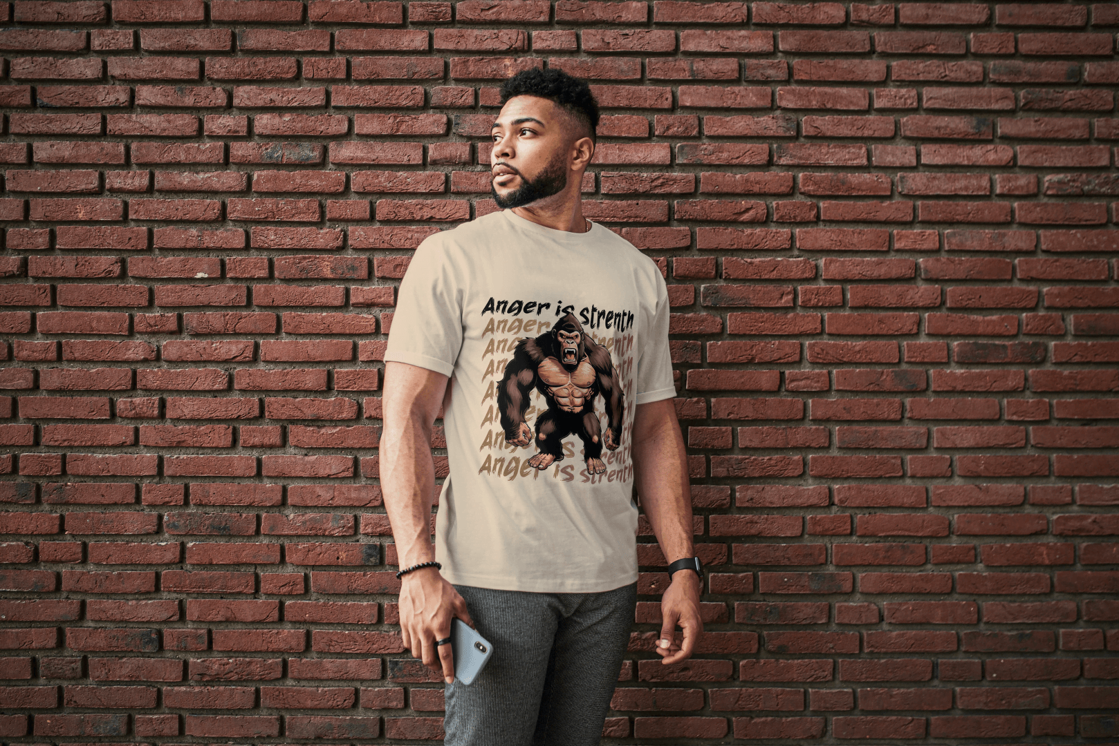 Anger is Strength Gorilla: Powerful Ape Fitness Tee - Essentia Attire