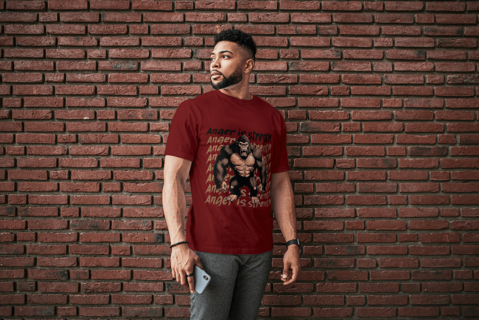 Anger is Strength Gorilla: Powerful Ape Fitness Tee - Essentia Attire