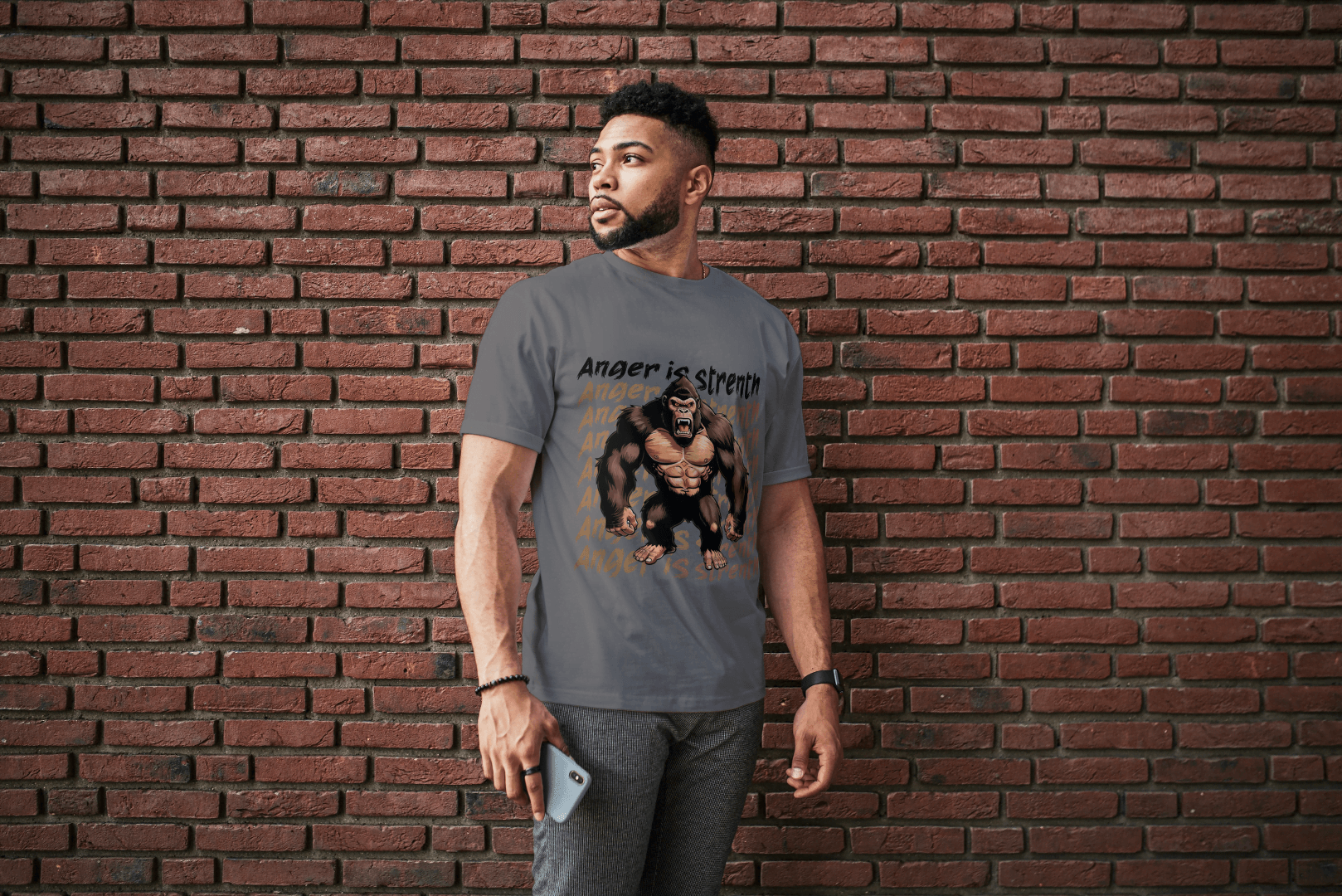 Anger is Strength Gorilla: Powerful Ape Fitness Tee - Essentia Attire