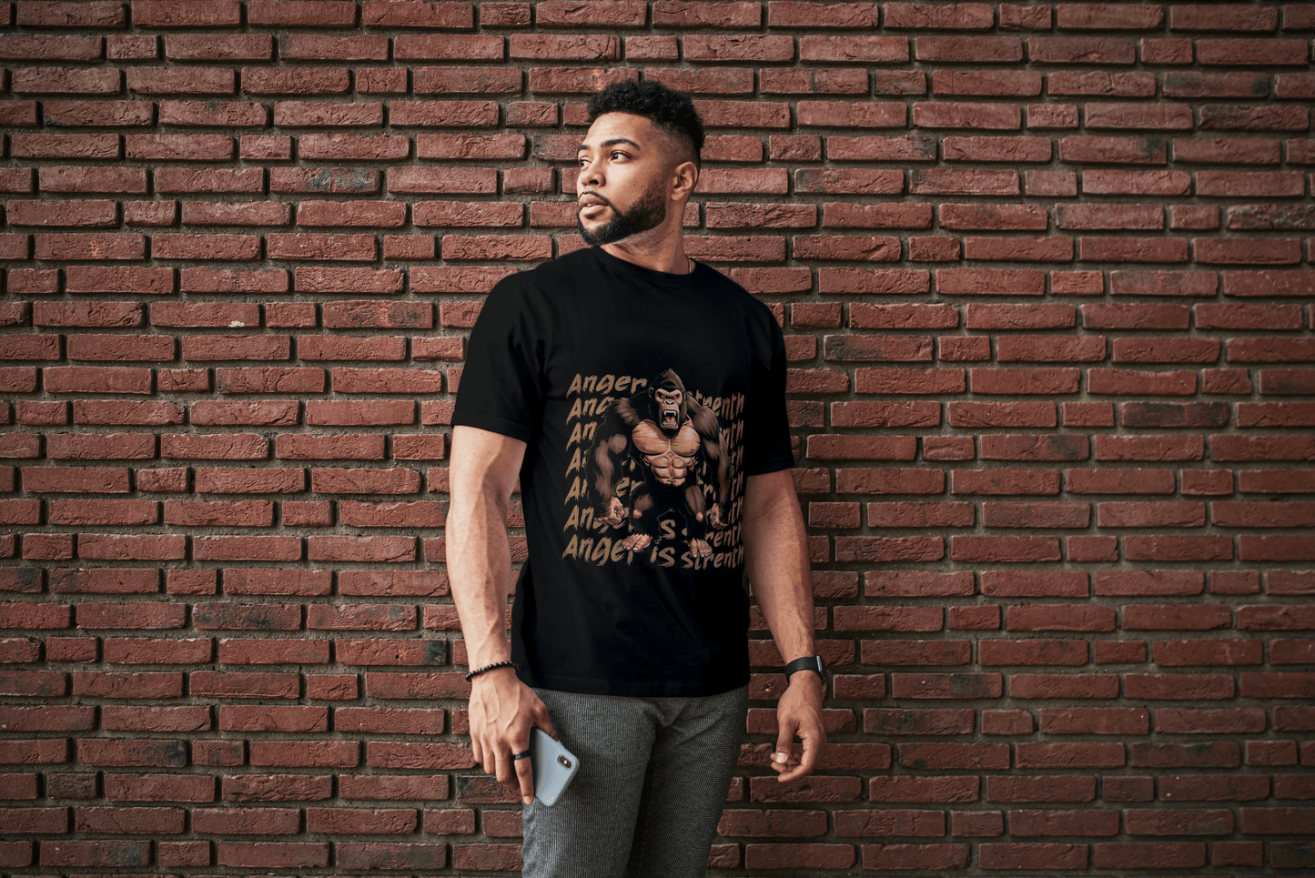 Anger is Strength Gorilla: Powerful Ape Fitness Tee - Essentia Attire