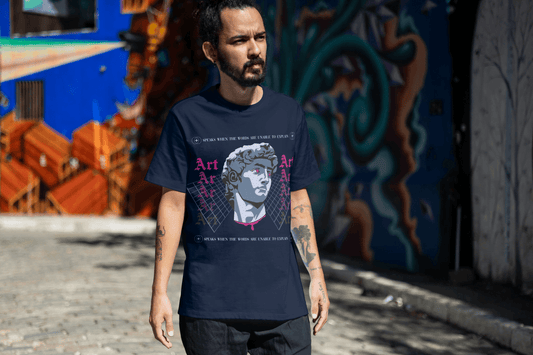 Art Speaks Graphic Tee: Classical Bust Cyberpunk - Essentia Attire