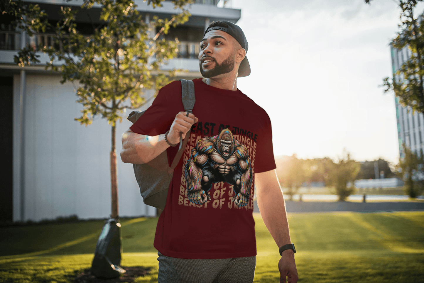 Beast of Jungle Rainbow: Gorilla Strength Graphic Tee - Essentia Attire
