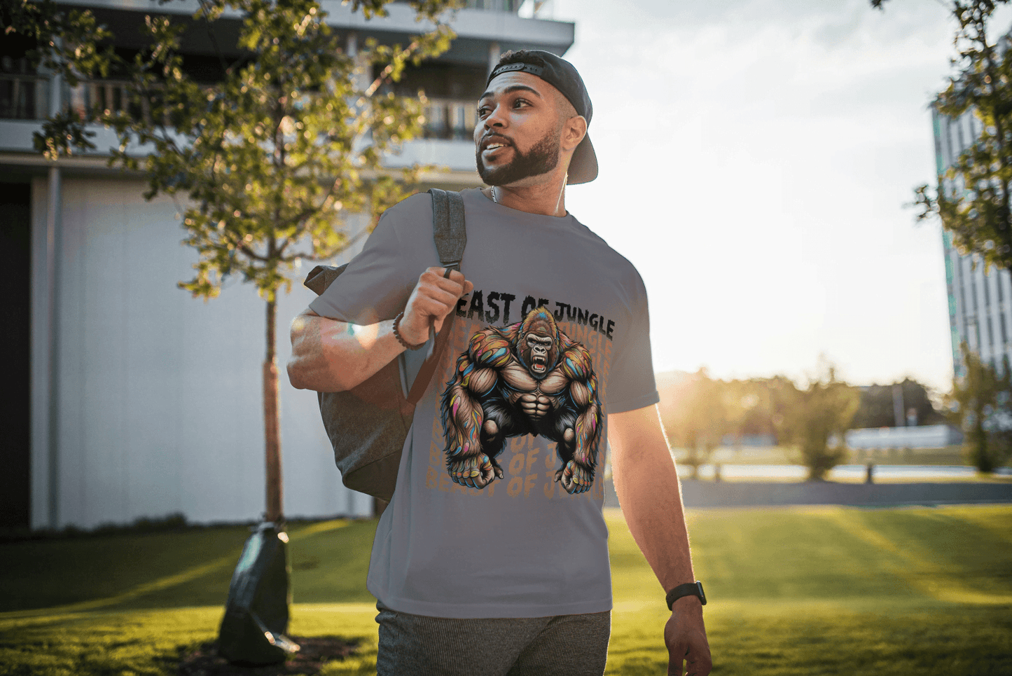 Beast of Jungle Rainbow: Gorilla Strength Graphic Tee - Essentia Attire