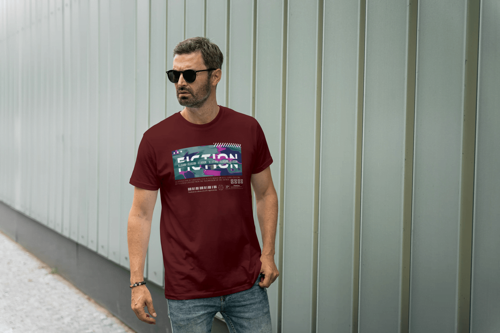 Fiction Reality Glitch Art: Philosophical Streetwear Tee - Essentia Attire