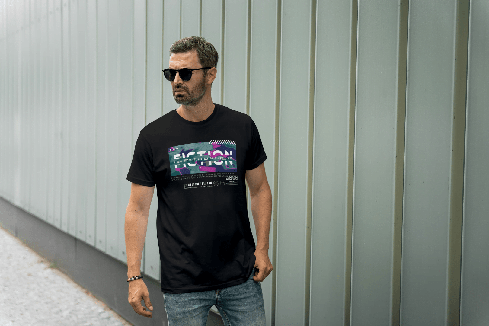 Fiction Reality Glitch Art: Philosophical Streetwear Tee - Essentia Attire