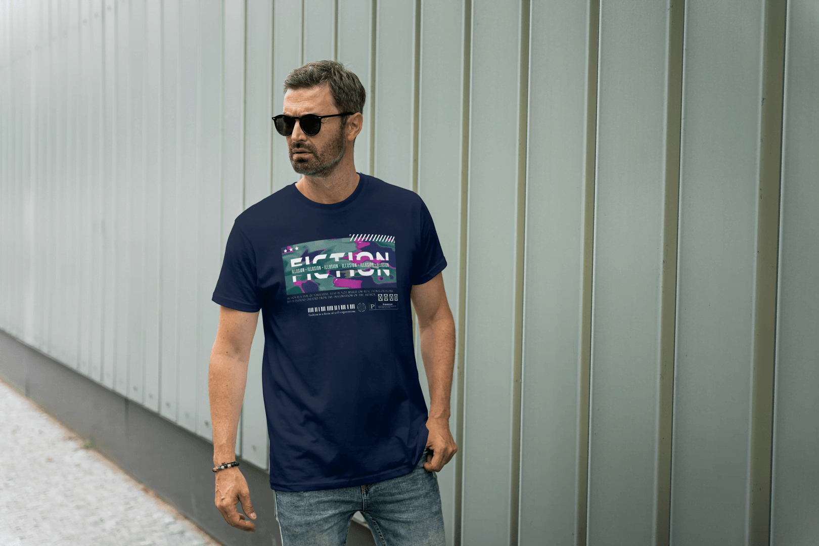 Fiction Reality Glitch Art: Philosophical Streetwear Tee - Essentia Attire