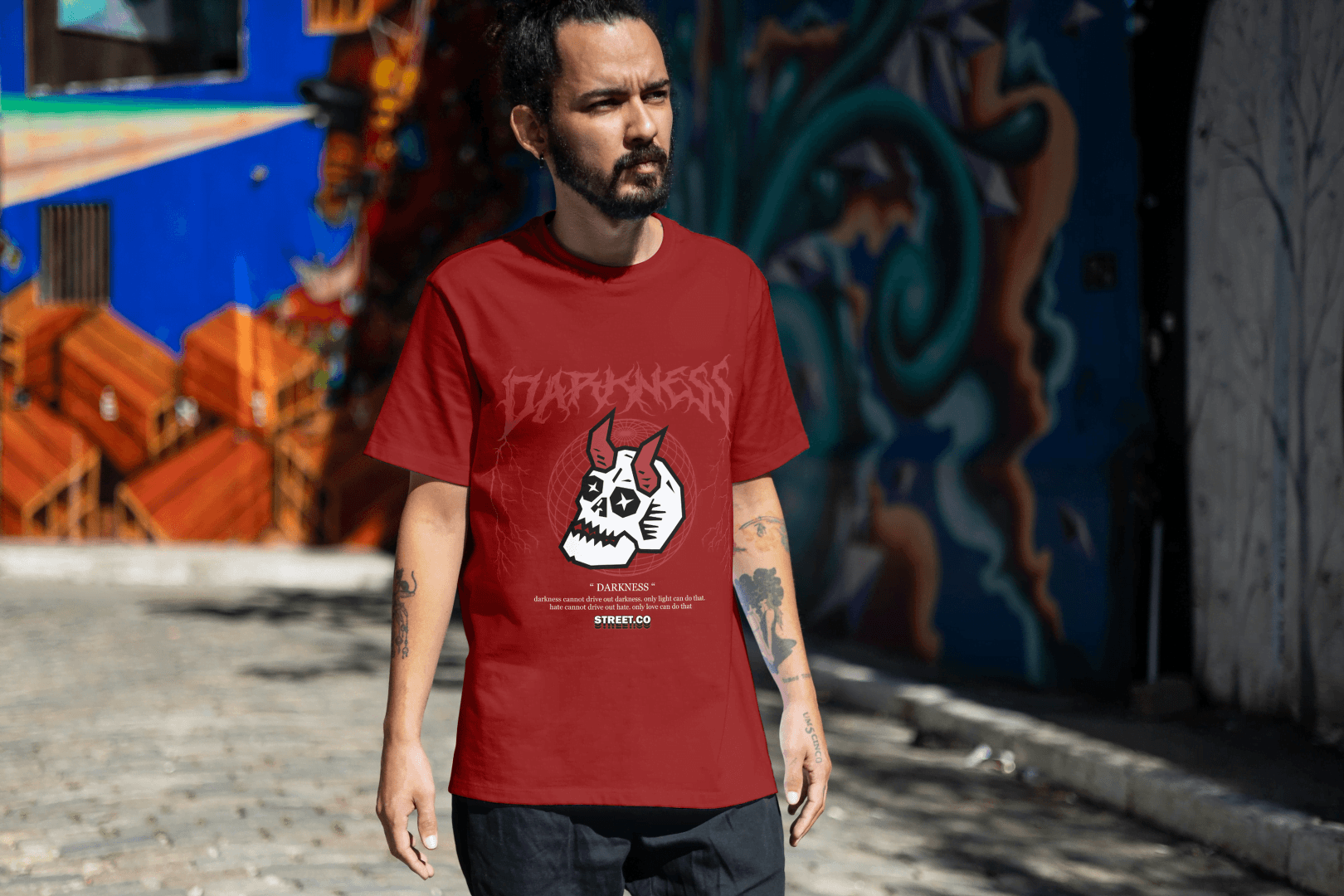 Darkness Skull Graphic: Edgy Streetwear Tee - Essentia Attire