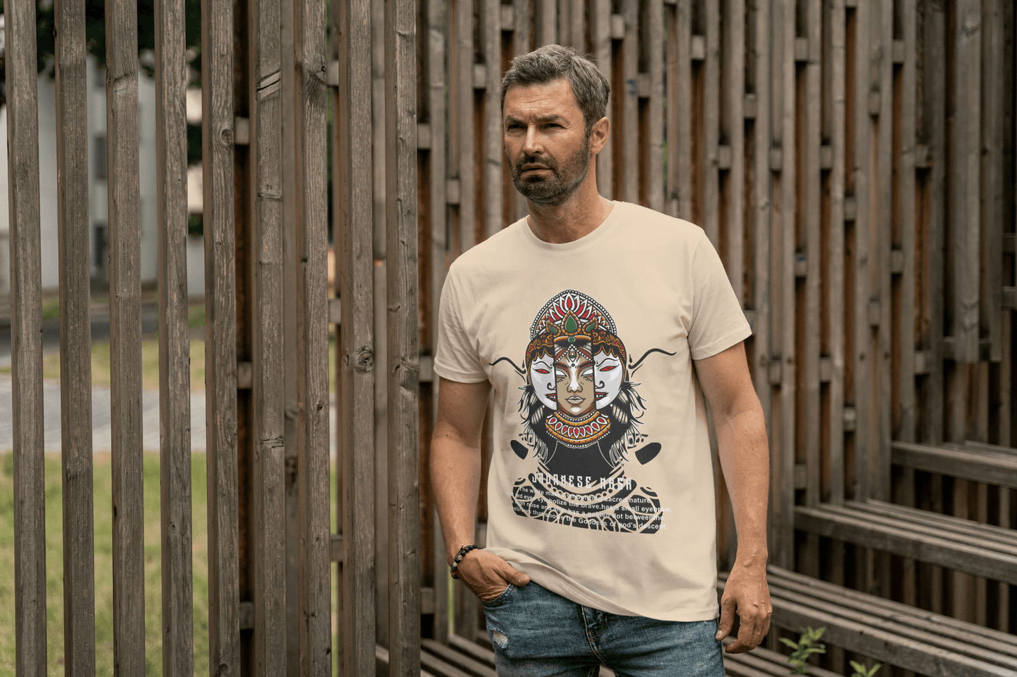 Mythical Javanese Goddess Mask: Cultural Art Apparel - Essentia Attire