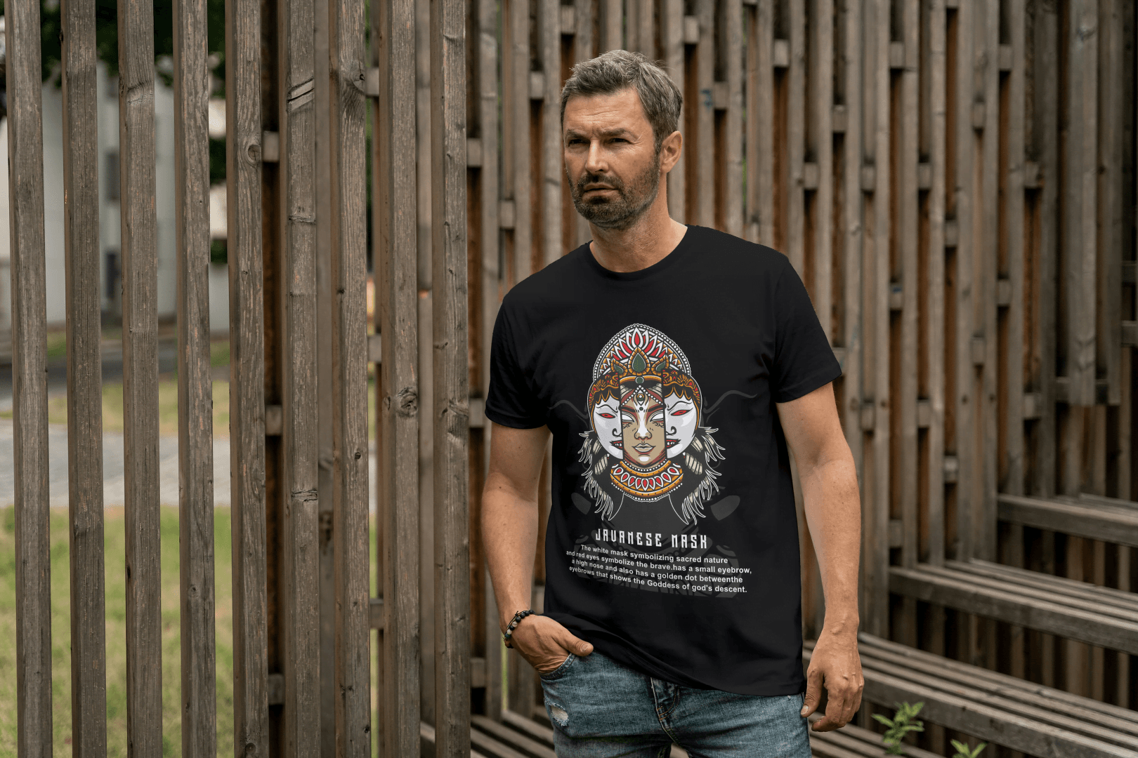 Mythical Javanese Goddess Mask: Cultural Art Apparel - Essentia Attire