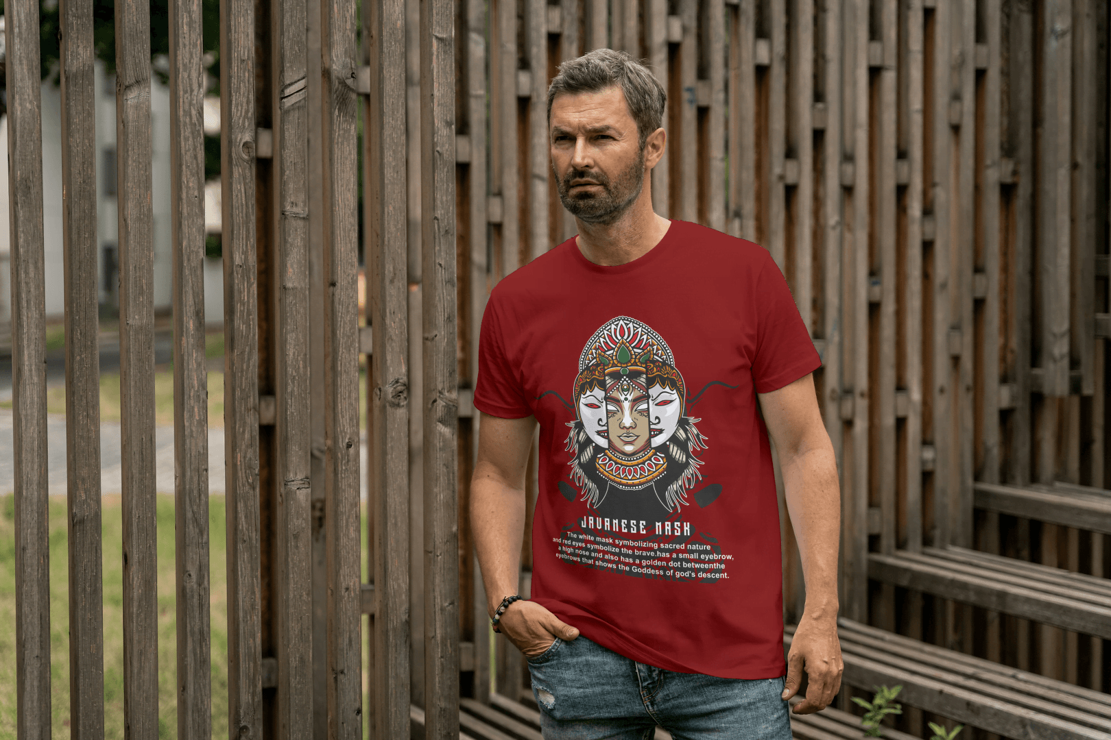 Mythical Javanese Goddess Mask: Cultural Art Apparel - Essentia Attire