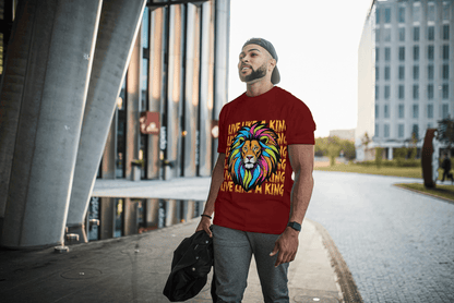 Colorful Lion Live Like A King: Vibrant Graphic Tee - Essentia Attire