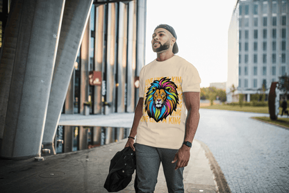 Colorful Lion Live Like A King: Vibrant Graphic Tee - Essentia Attire