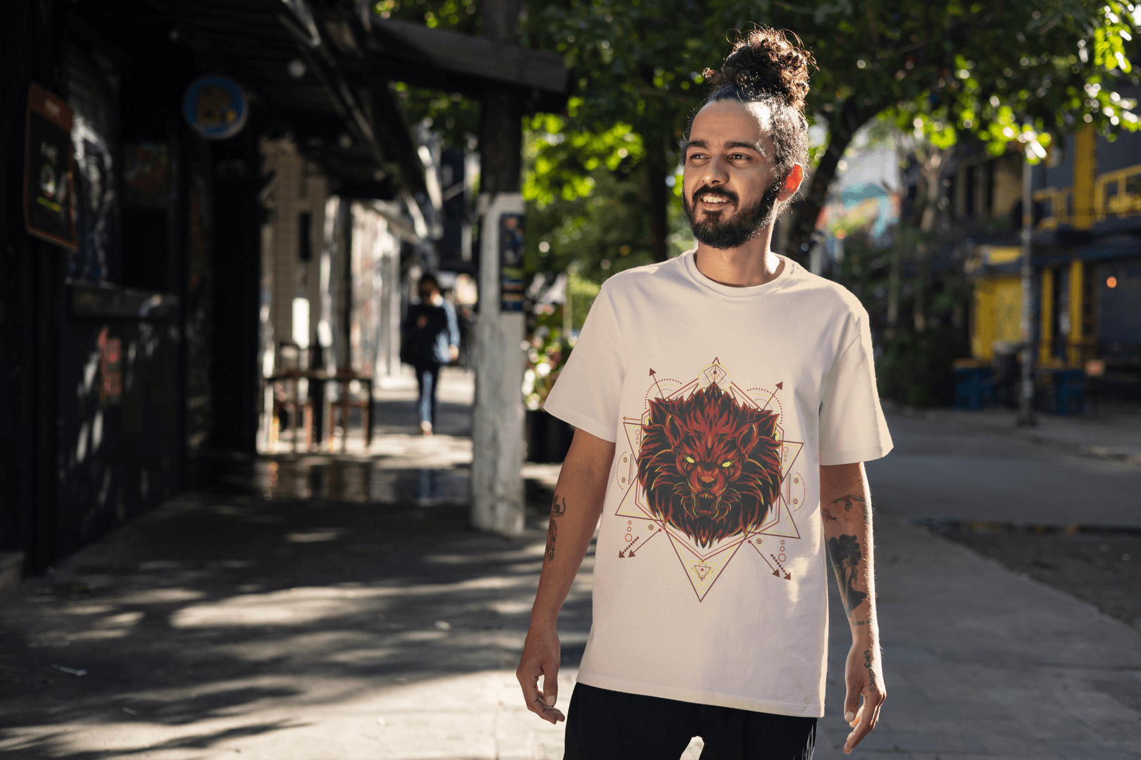 Geometric Lion Beast: Sacred Geometry Animal Graphic Tee - Essentia Attire