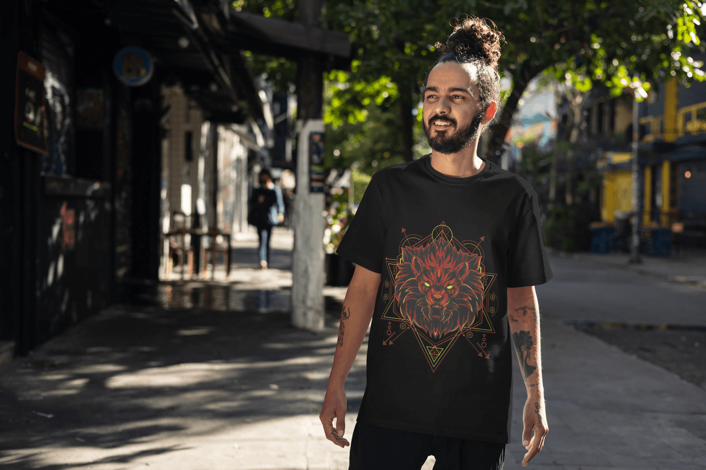Geometric Lion Beast: Sacred Geometry Animal Graphic Tee - Essentia Attire