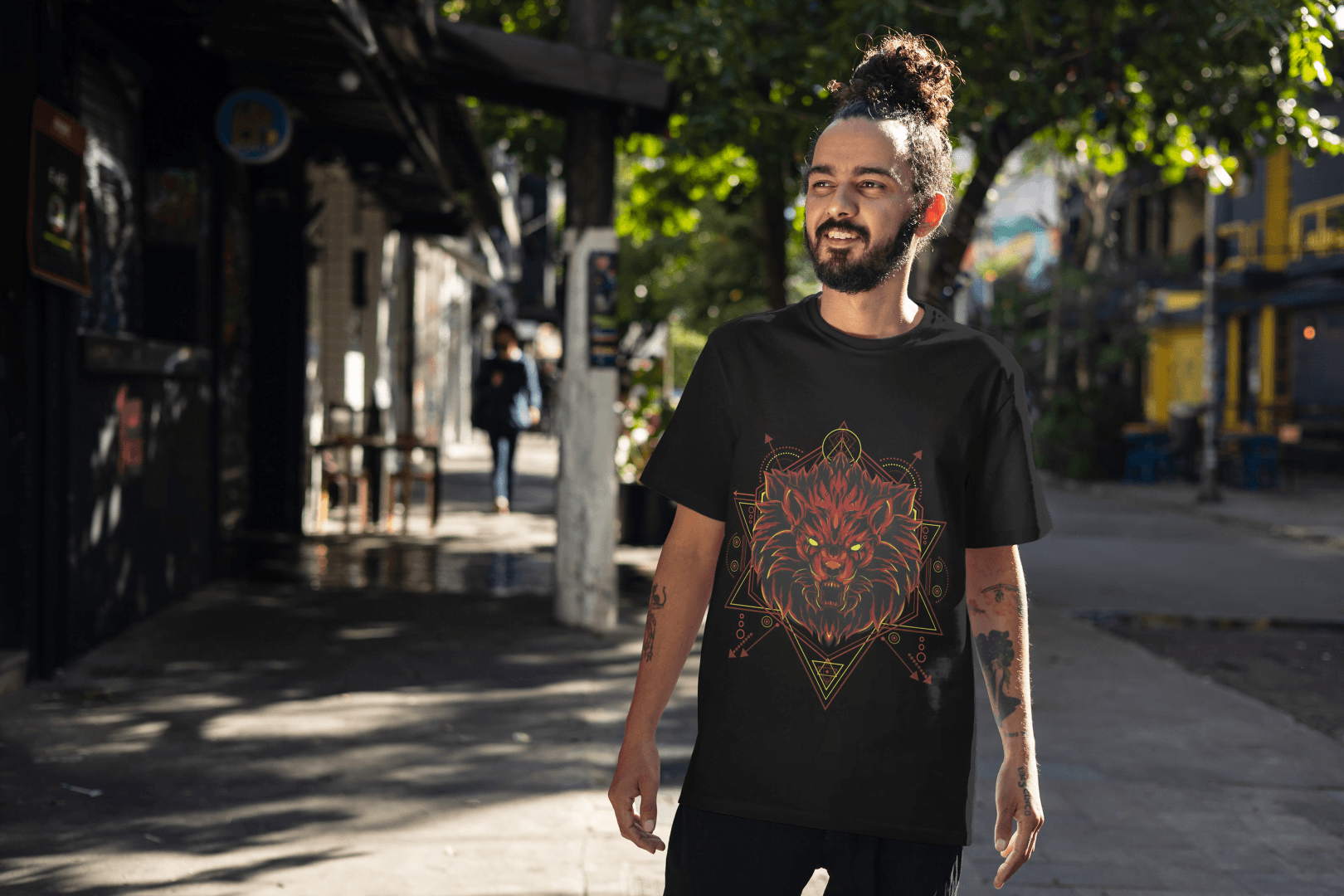 Geometric Lion Beast: Sacred Geometry Animal Graphic Tee - Essentia Attire