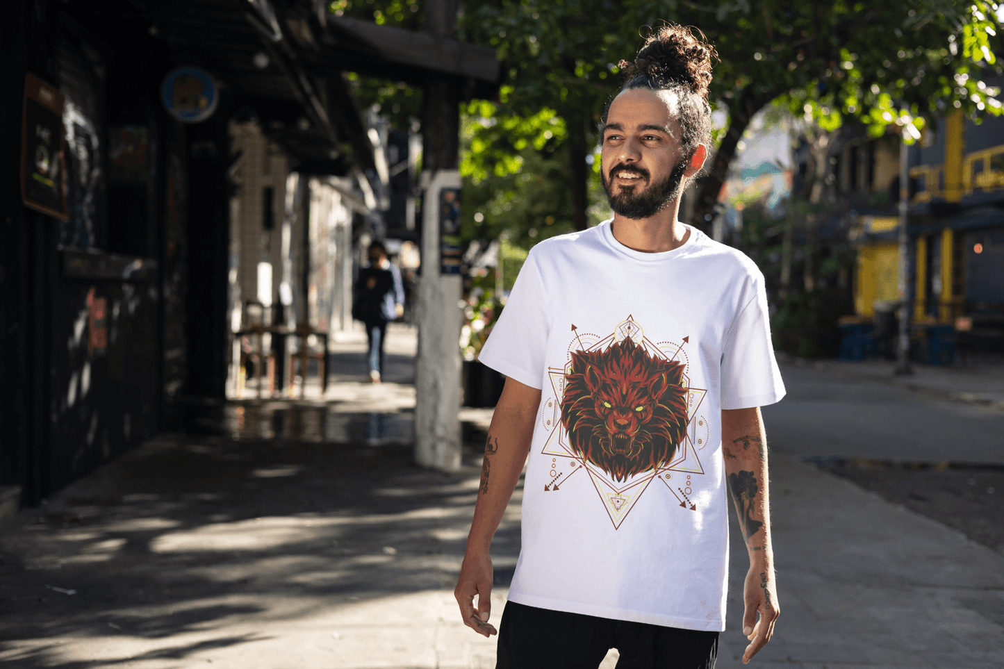 Geometric Lion Beast: Sacred Geometry Animal Graphic Tee - Essentia Attire
