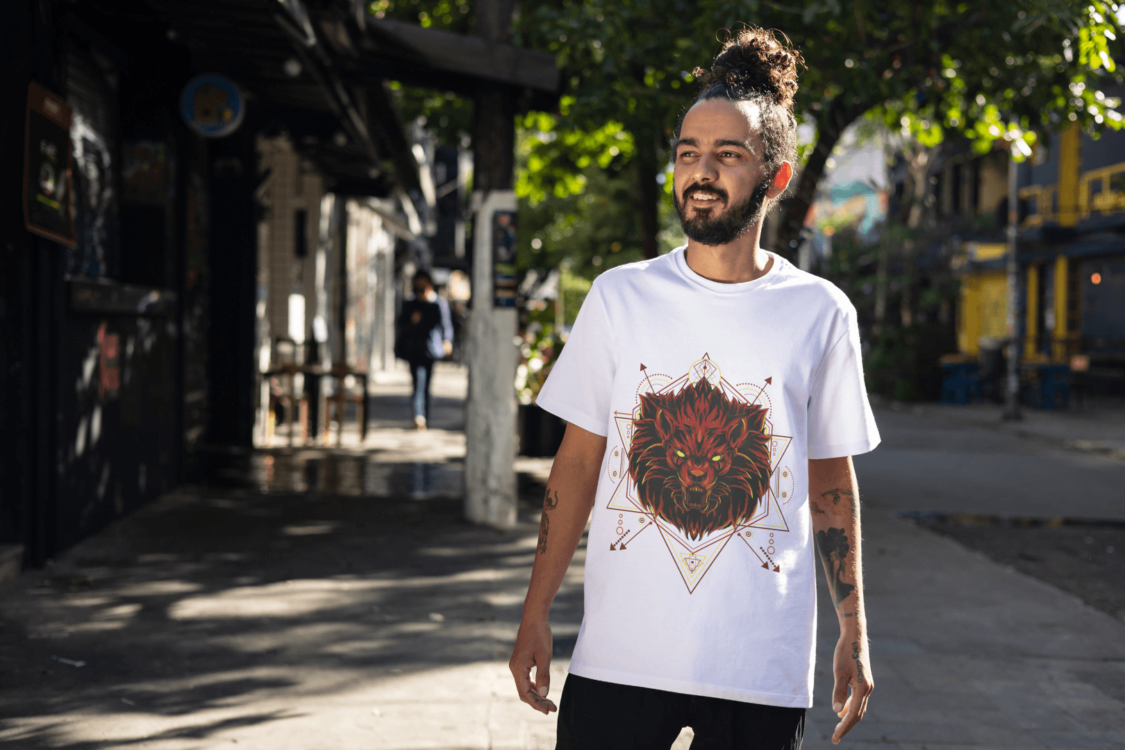 Geometric Lion Beast: Sacred Geometry Animal Graphic Tee - Essentia Attire