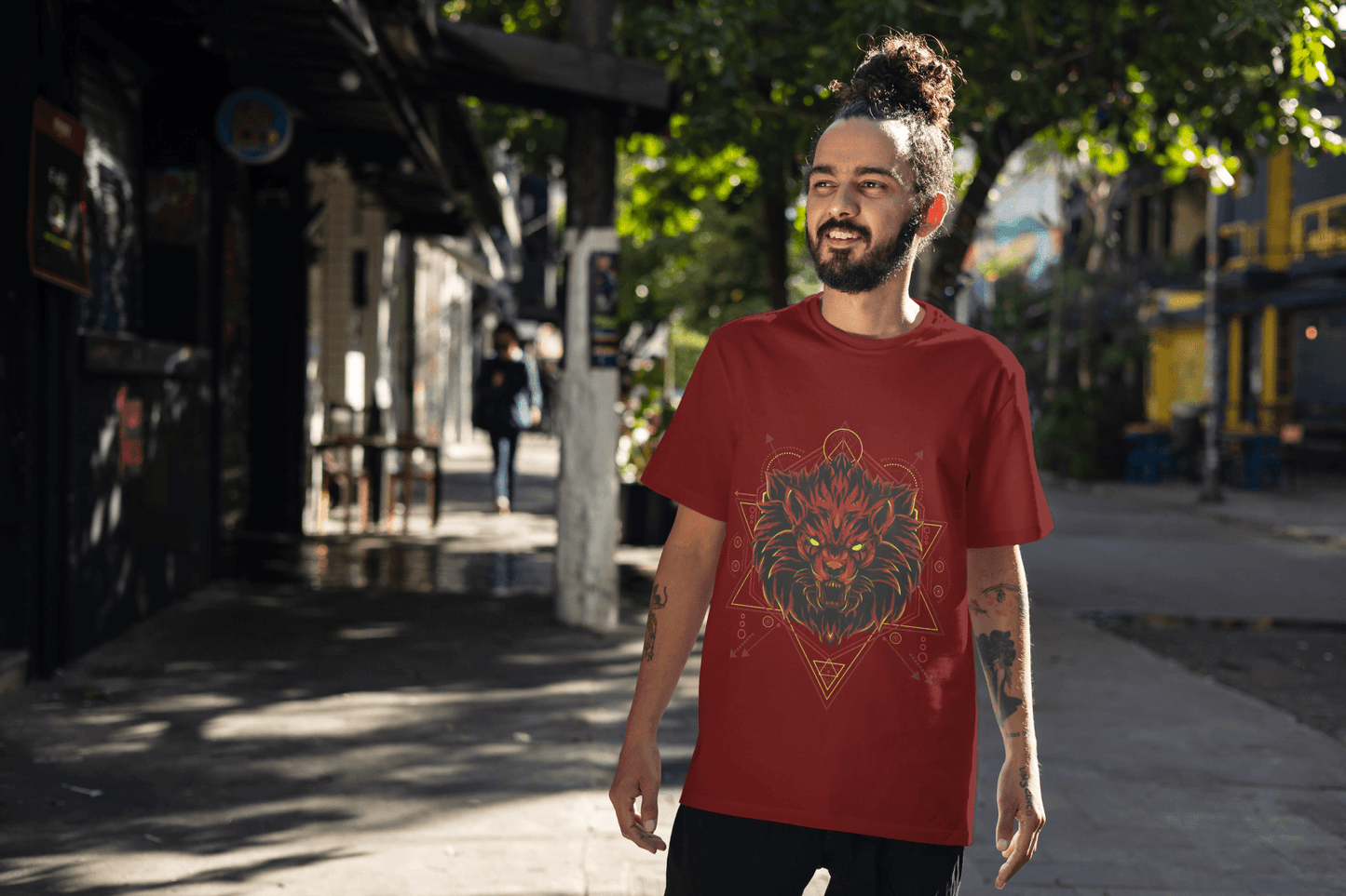 Geometric Lion Beast: Sacred Geometry Animal Graphic Tee - Essentia Attire