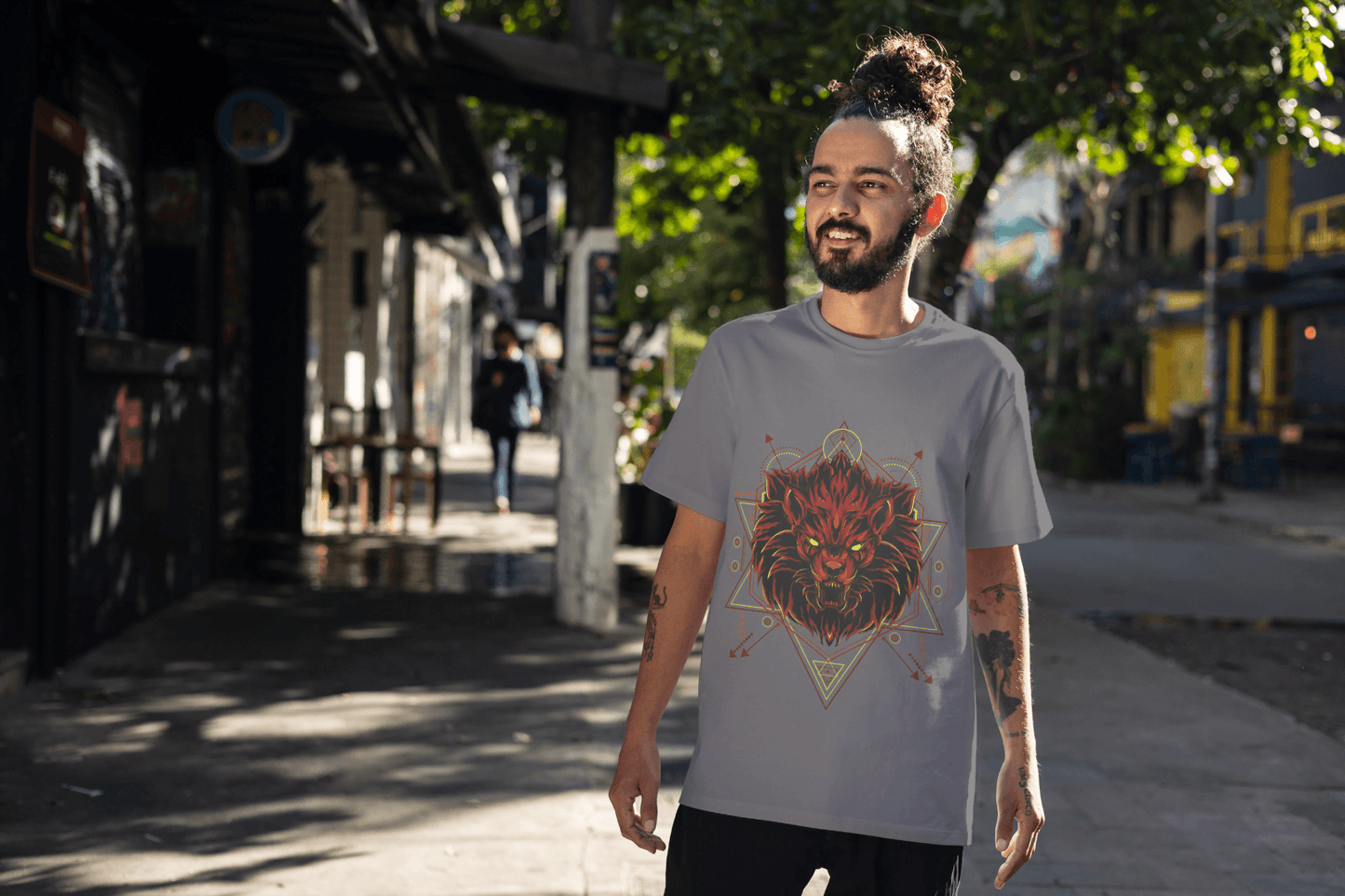 Geometric Lion Beast: Sacred Geometry Animal Graphic Tee - Essentia Attire