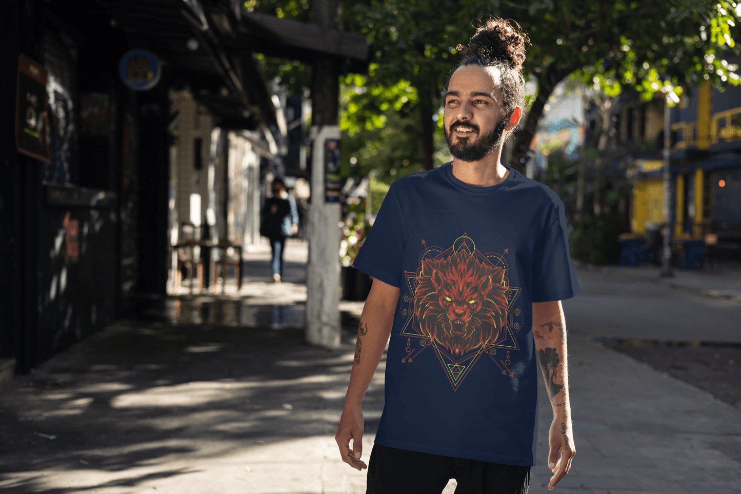 Geometric Lion Beast: Sacred Geometry Animal Graphic Tee - Essentia Attire