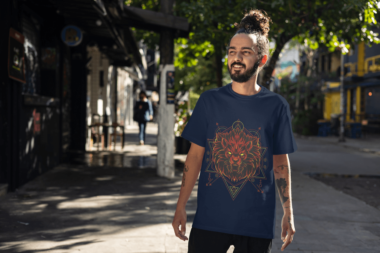 Geometric Lion Beast: Sacred Geometry Animal Graphic Tee - Essentia Attire