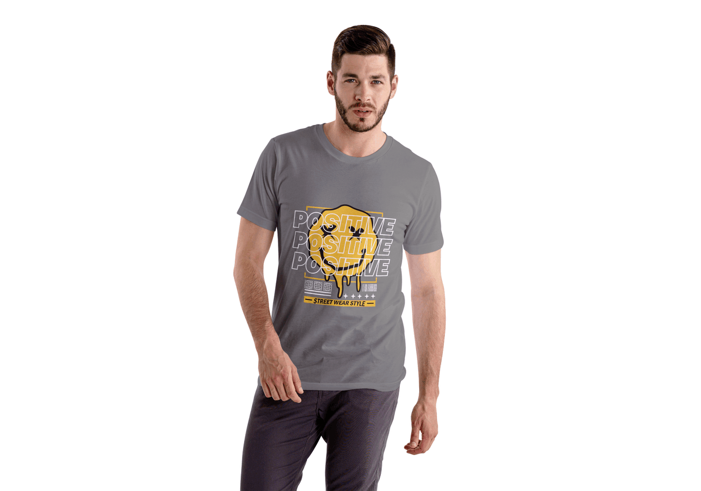 Positive Vibes Smiley Face: Streetwear Style Graphic Tee - Essentia Attire