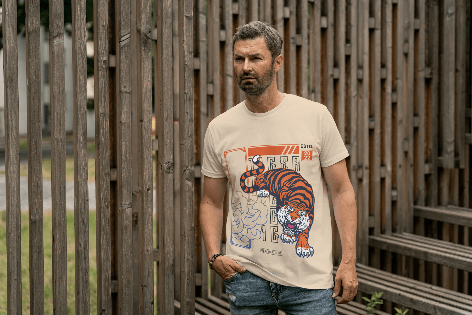Tiger Art: Japanese Style Wildlife Tee - Essentia Attire