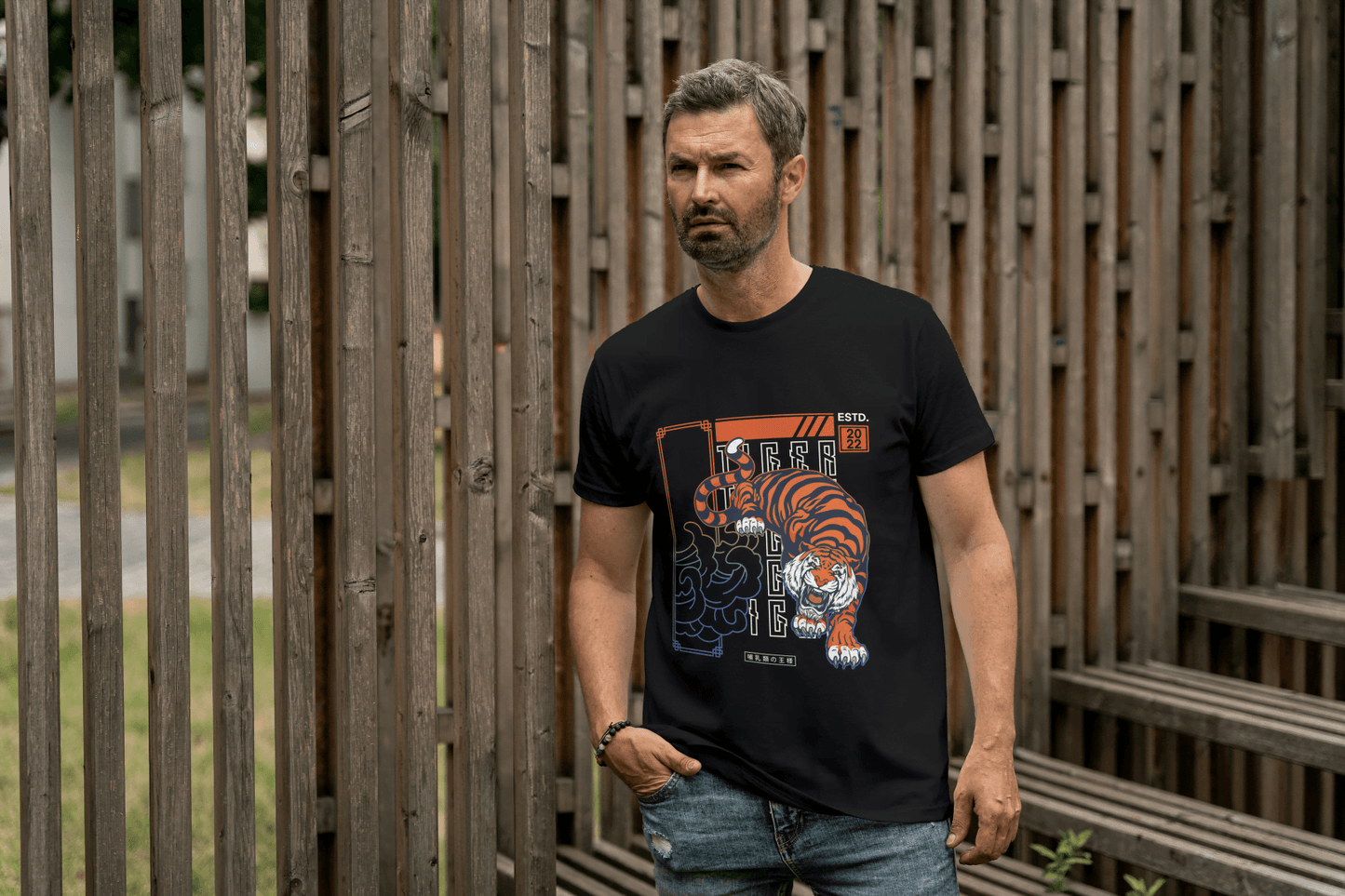 Tiger Art: Japanese Style Wildlife Tee - Essentia Attire