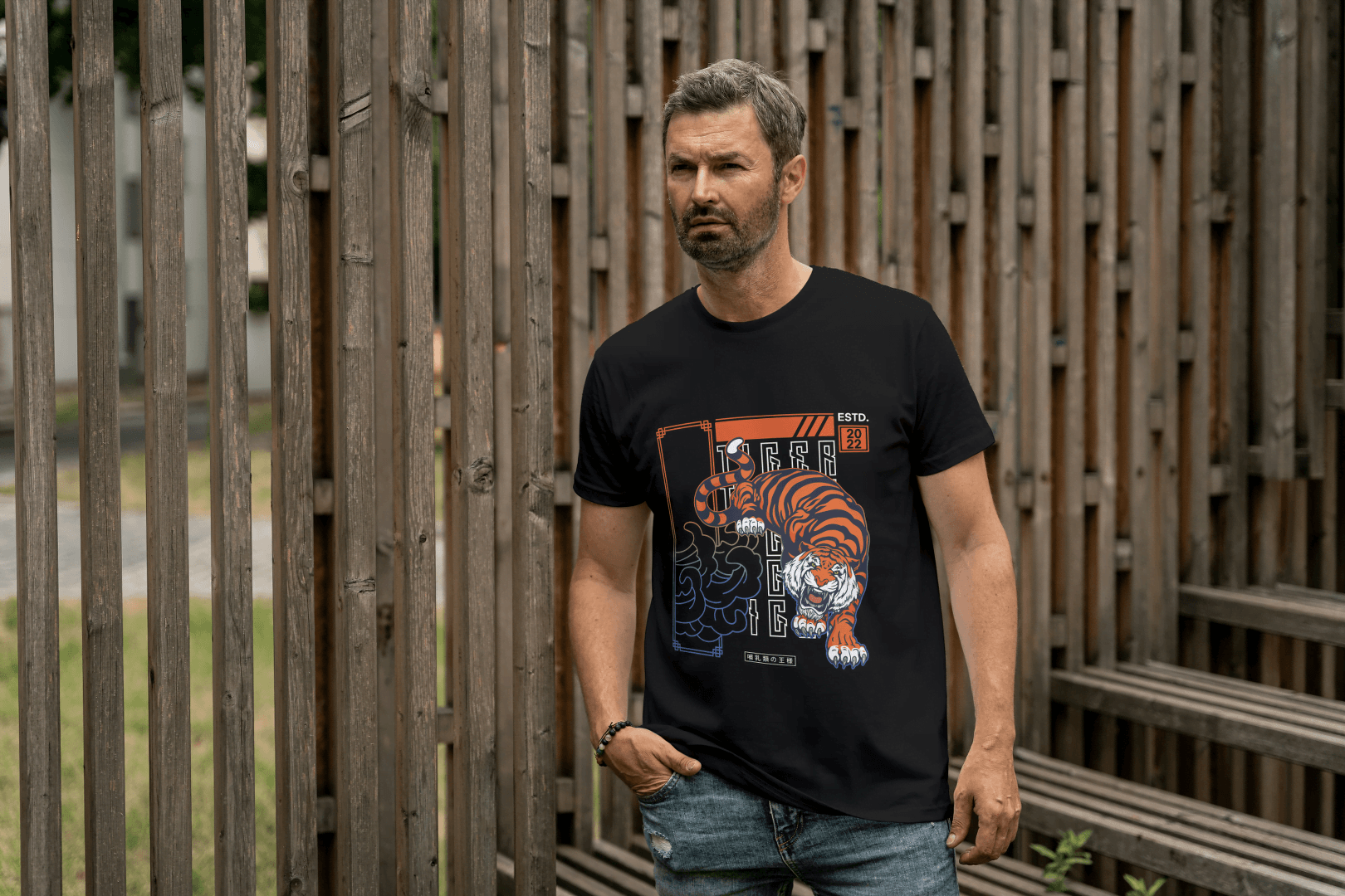 Tiger Art: Japanese Style Wildlife Tee - Essentia Attire