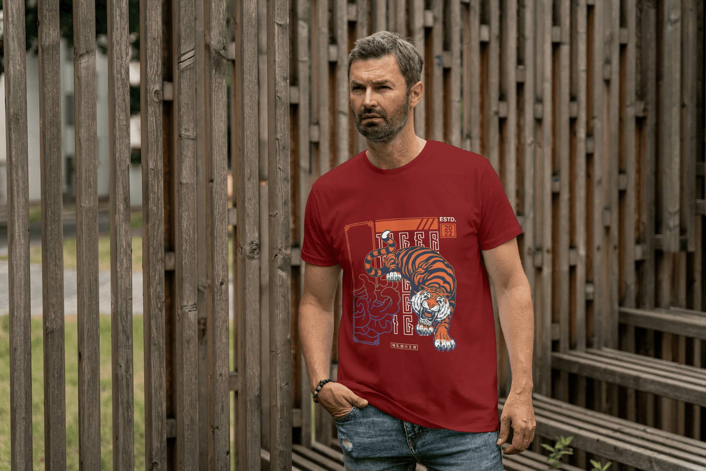 Tiger Art: Japanese Style Wildlife Tee - Essentia Attire