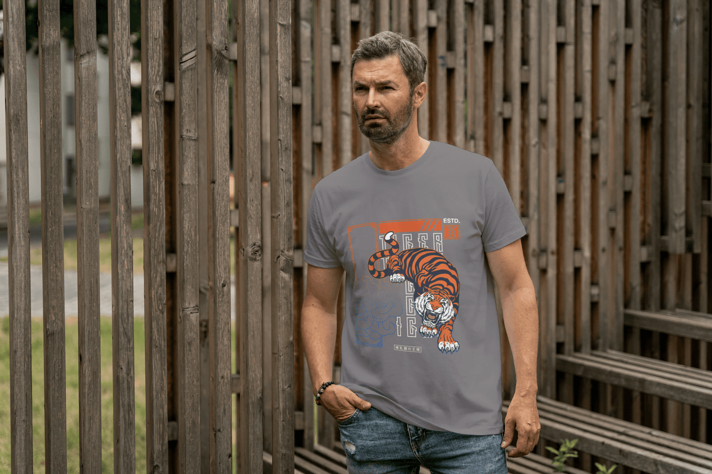 Tiger Art: Japanese Style Wildlife Tee - Essentia Attire