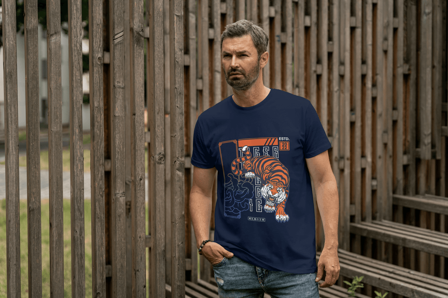 Tiger Art: Japanese Style Wildlife Tee - Essentia Attire