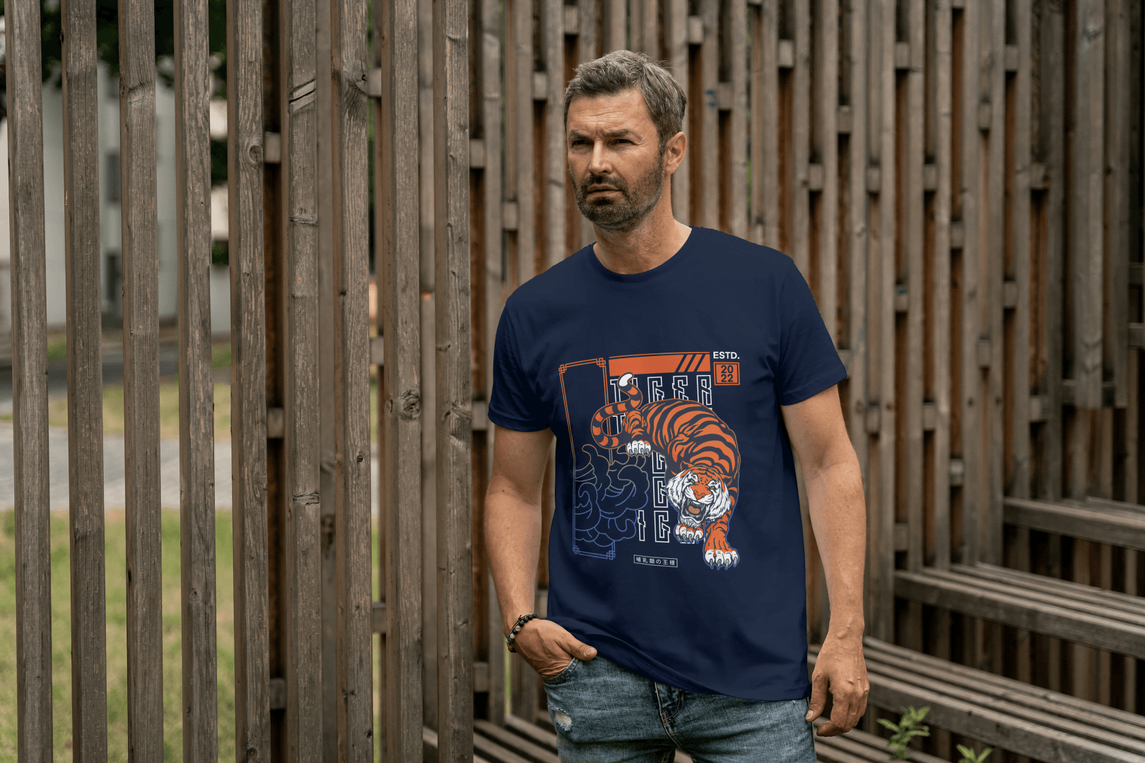 Tiger Art: Japanese Style Wildlife Tee - Essentia Attire