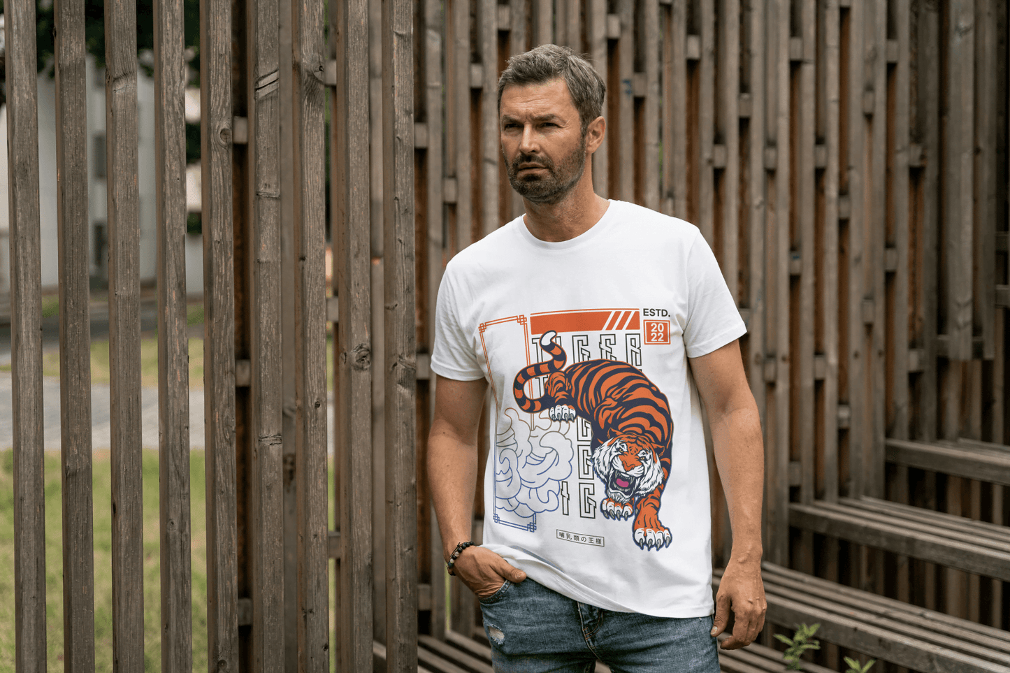 Tiger Art: Japanese Style Wildlife Tee - Essentia Attire
