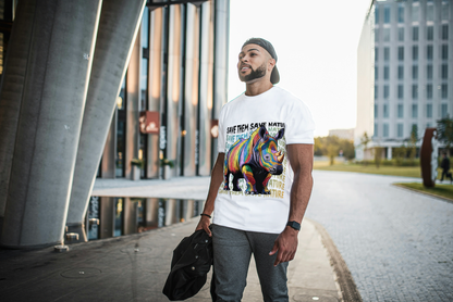 Colorful Rhino Conservation: "Save Them Save Nature" Graphic Tee - Essentia Attire