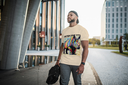 Colorful Rhino Conservation: "Save Them Save Nature" Graphic Tee - Essentia Attire
