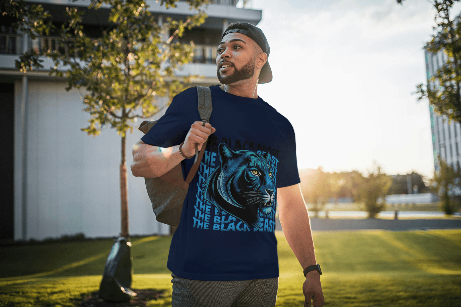 Black Beast: Blue Eye Panther Power Tee - Essentia Attire