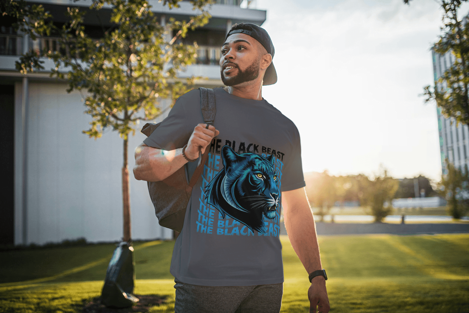 Black Beast: Blue Eye Panther Power Tee - Essentia Attire