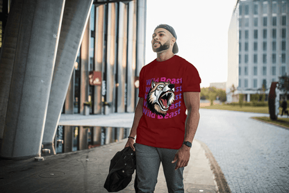 Wild Beast Wolf Howl: Aggressive Wolf Gradient Tee - Essentia Attire